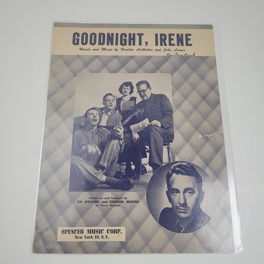 Vintage Sheet Music 1950 Goodnight Irene The Weavers Girdon Jenkins John Lomax